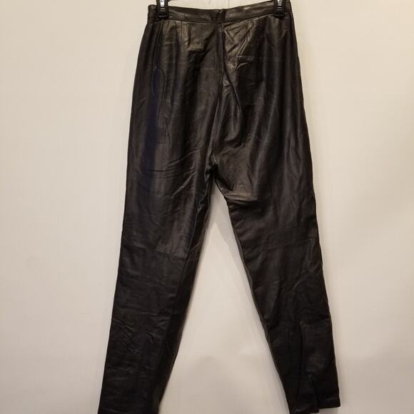 Vintage High Waisted Leather Pants Hi Rise Cow Leather Pockets Zipper Size 10 - Picture 9 of 16